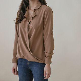 Frilled-detail Wrap-front Top