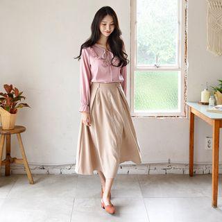 Pintuck A-line Maxi Skirt
