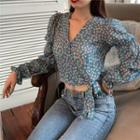 Flower Print Blouse Floral - Blue - One Size