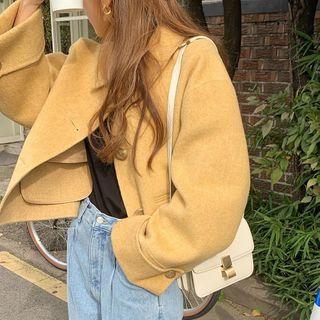 Plain Single-breasted Jacket Yellow - One Size