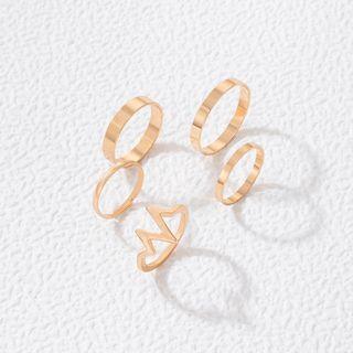 Set Of 5: Alloy Ring (various Designs) Set Of 5 - 6375 - Gold - One Size