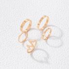 Set Of 5: Alloy Ring (various Designs) Set Of 5 - 6375 - Gold - One Size