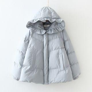 Ruffle Trim Hood Padded Jacket