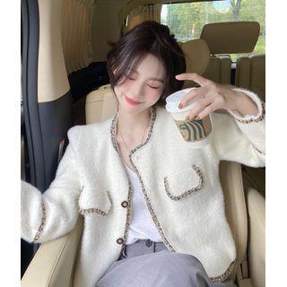 Single-breasted Contrast Trim Jacket
