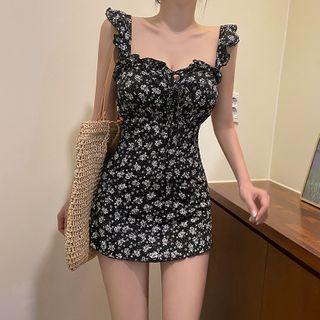 Flower Print Sleeveless Swimdress