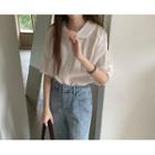 Drop-shoulder Peterpan-collar Blouse