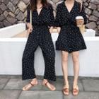 Dotted Elbow Sleeve Playsuit/ Jumpsuit
