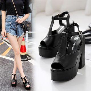 Ankle Strap Platform Block-heel Sandals