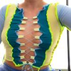 Long-sleeve Lace-up Paneled T-shirt