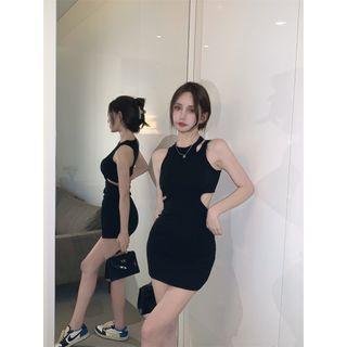 Cutout Mini Bodycon Tank Dress Black - One Size