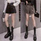 High Waist Plain Short With Belt