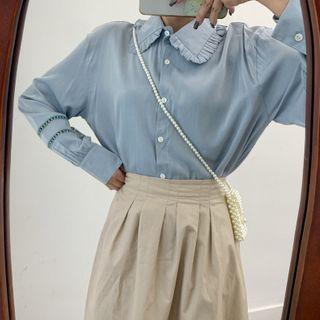 Ruffled Cut-out Shirt