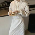 Quilted Hoodie / Midi A-line Skirt