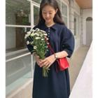 Short-sleeve Polo Shift Dress Dark Blue - One Size