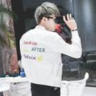 Embroidered Lettering Bomber Jacket