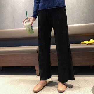 Wide-leg Rib Knit Pants