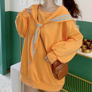 Sailor Collar Oversize Long-sleeve T-shirt
