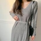 Boxy Maxi Cable-knit Dress Gray - One Size