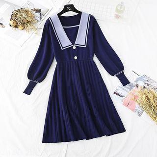 Contrast Collared Knit Dress