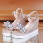 Rhinestone Wedge-heel Sandals