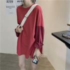 Color-block Long-sleeve Loose-fit T-shirt