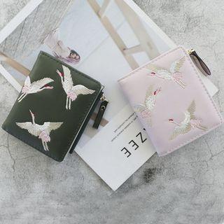 Crane Embroidered Wallet