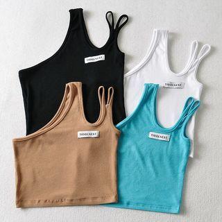 Applique One-shoulder Crop Tank Top
