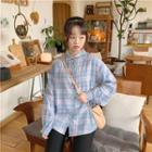 Set Print Short-sleeve T Shirt + Plaid Shirt Long-sleeve 2-piece Set