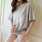 Short-sleeve Sequined-floral M Lange T-shirt