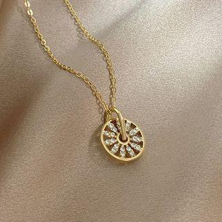 Rhinestone Hoop Necklace Gold Plating - As Shown In Figure - One Size