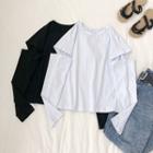 Removable Sleeve Round Neck Plain Top