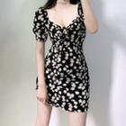 Floral Print Short-sleeve Mini Sheath Dress