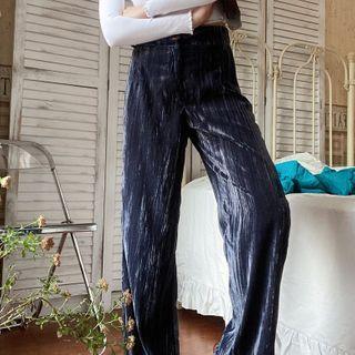 High-waist Velvet Straight Leg Pants