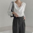 Plain Cowl-neck Blouse