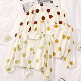 Square Neck Dot Print Cropped Top