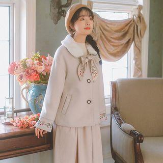 Embroidered Bow Wool Jacket