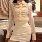 Set: Long-sleeve Blouse + Camisole As Shown In Figure - One Size