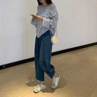 Set: Striped Oversize Long-sleeve T-shirt + Cropped Harem Pants