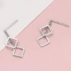 925 Sterling Silver Square Dangle Earring Es780 - 1 Pair - One Size