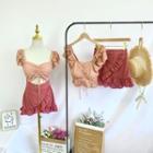 Ruffled Drawstring Swim Top / Swim Skirt / Swim Dress / Set
