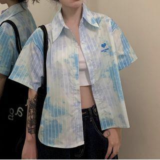 Short-sleeve Tie Dye Shirt White - One Size