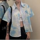Short-sleeve Tie Dye Shirt White - One Size