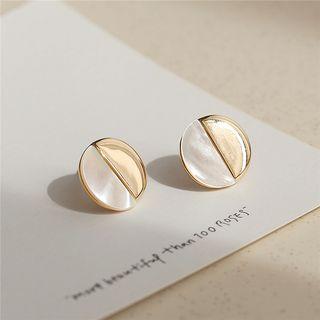 Shell Panel Disc Earring White & Gold - One Size
