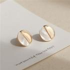 Shell Panel Disc Earring White & Gold - One Size