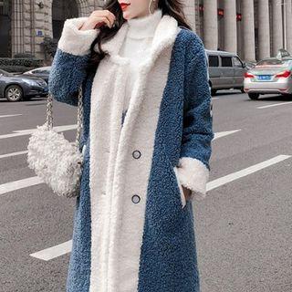 Two-tone Single-breasted Fleece Coat