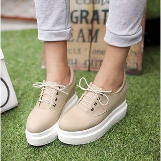 Platform Wedge Lace Up Shoes