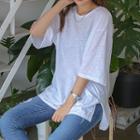 Slit-side Colored Boxy-fit T-shirt