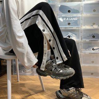 Snap Button Print Wide Leg Sweatpants