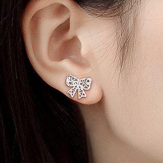 Bow Alloy Earring 1 Pair - Silver - One Size