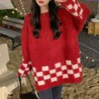 Checkered Sweater Red - One Size
